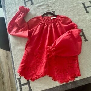 Ulla Johnson Red Blouse with Floral Cutouts